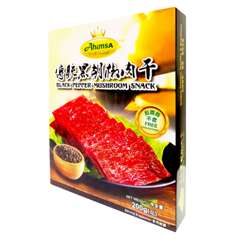 Image Ahimsa Black Pepper Mushroom snack 麦之素 - 传统黑胡椒肉干 200grams