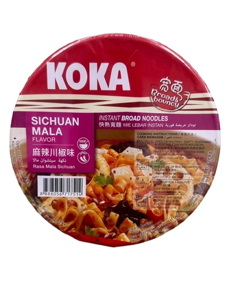 Image KOKA Broad Noodles Sichuan Mala Bowl (95g) 麻辣川椒味宽面(碗)