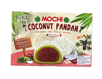 Image Coconut Pandan Mochi - Red Bean 椰香斑斓麻糬红豆 (纯素) 180grams